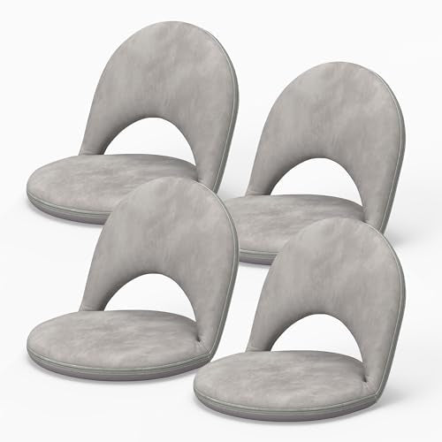 Cuzobro 4Pcs Floor Chair, 5-Position Foldable Floor Chair for Kids with Adjustable Back, Soft Sponge & Velvetean Cover, fo...