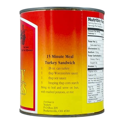 Yoder's Fresh Real Fully Cooked Canned Turkey Chunks Ready to Eat Emergency Survival Food | Premium Quality Meat Ideal for...