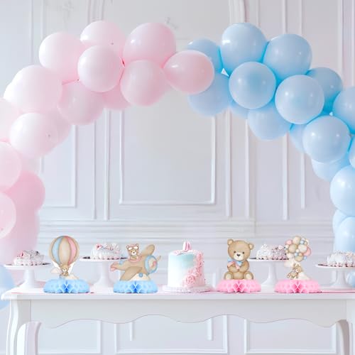 Gender Reveal Party Decorations, Blue Pink Bear Honeycomb Centerpieces, Baby Shower Table Decorations, What Will Baby Be B...