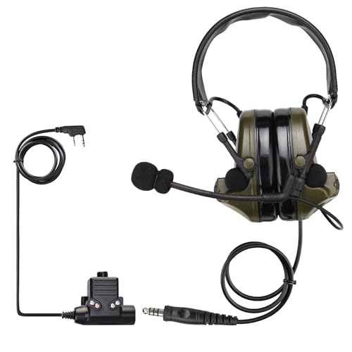 Retevis EHK007 Tactical Headset,Hunting & Shooting Earmuffs with Mic, Sound Amplification, Noise Reduction Walkie Talkie H...