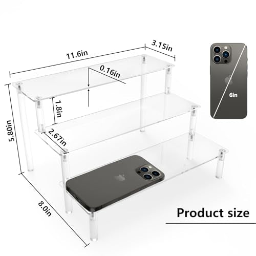 Acrylic Display Risers,Clear Display Risers Stand Small Mini Shelf 3 Tiered Cupcake Stand for Food Desserts Stand Shelves ...