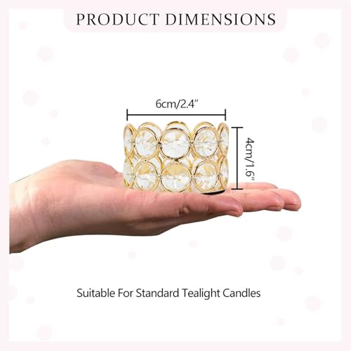 VINCIGANT Pack of 12 Gold Crystal Tea Light Candle Holders for Wedding Home Table Centerpiece Decoration, Valentine's Day ...