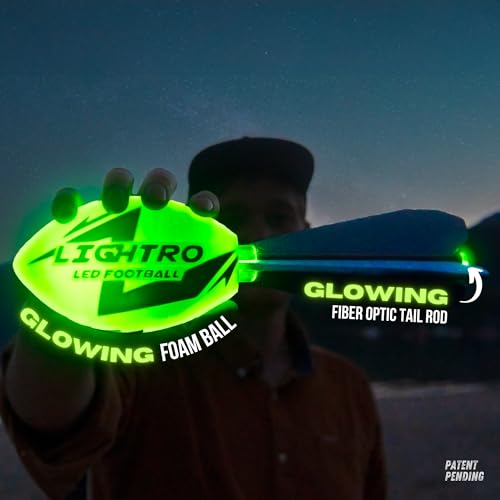 LIGHTRO - Foam Glow in The Dark Football - Super Bright - Smart LEDs - Batteries Included - Football Game for Kids 8 9 10 ...