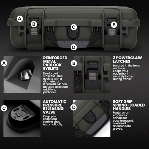 NANUK 910 Hard Case with Foam Single Sporting Gear, IP67 Waterproof Hard Storage, Made in North America Short Case with foam? (14.3¡¯¡¯ x 11.1¡¯¡¯ x 4.7¡¯¡¯)