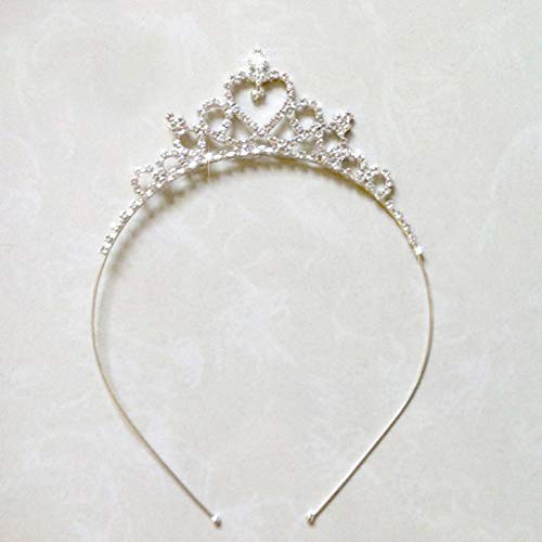 Wedding Party Flower Girl Crystal Rhinestones Heart Shaped Crown Headband Tiara for Bridal,Cute Princess(Silver)