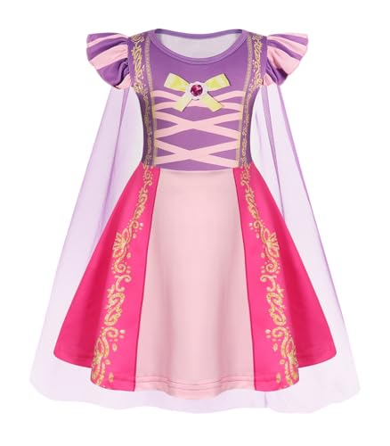WonderBabe Princess Dress With Cape Girls Christmas Birthday Party Cosplay Costume Toddler Ruffle Sleeve Fancy Outfit Gift