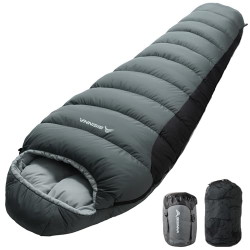 BISINNA Mummy Sleeping Bag for Adults 14-41℉ Cold Weather 3-4 Season Camping Sleeping Bags with Compression Sack for Backp...