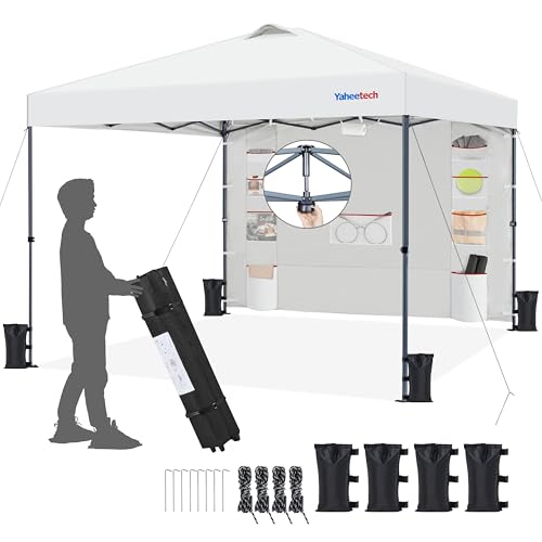 Yaheetech 10x10 Pop-up Canopy Tent w/Removable Pockets Sidewall for Extra Storage, Outdoor Sun Shelter Waterproof & Durabl...