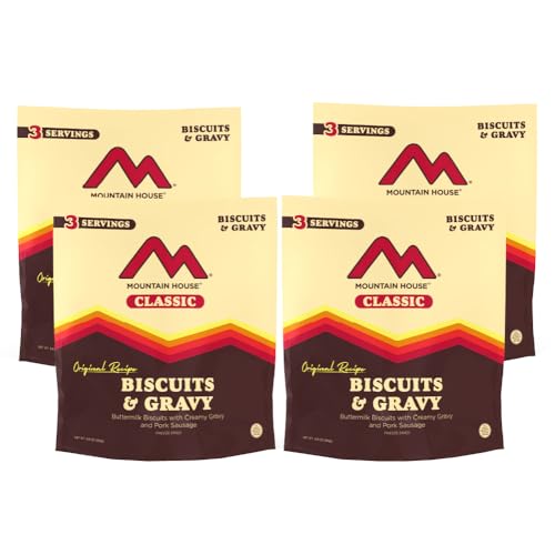 Mountain House Classic Biscuits & Gravy Freeze-Dried Food for Camping, 12 Servings, 30-Year Shelf-Life