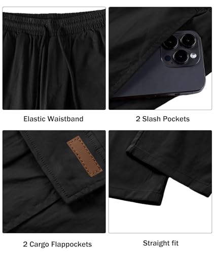 Comdecevis Men's Casual Cargo Pants Workout Joggers Stretch Sweatpants Hiking Drawstring Tactical Pants with Multi Pockets