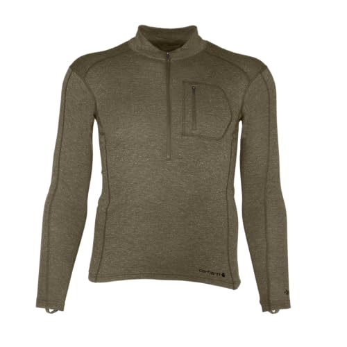Carhartt Men's Force Midweight Synthetic-Wool Blend Base Layer Quarter-Zip Pocket Top
