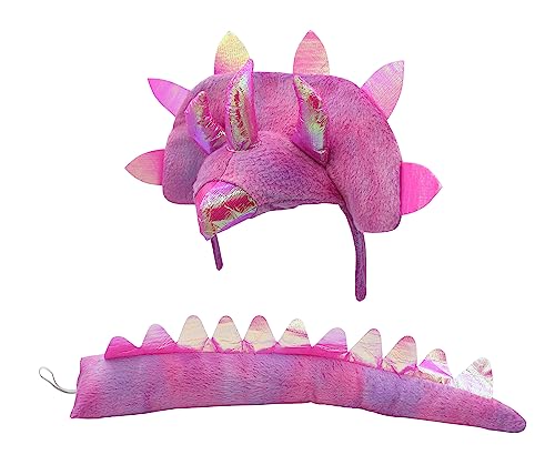 Nicky Bigs Novelties Adult Triceratops Dragon 3 Horn Dinosaur Headband Tail Costume Accessory Set