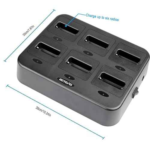 Retevis RT22 Walkie Talkie Charger, Six-Way Charger, Multi Unit Charging Station, Compatible with Retevis RT22 RT22S RB19 RB19P RB39 RB39P Walkie Talkie (1 Pack)