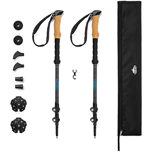 Cascade Mountain Tech Trekking Poles - Carbon Fiber and Aluminum Walking or Hiking Sticks (Set of 2) | Quick Adjustable Locks