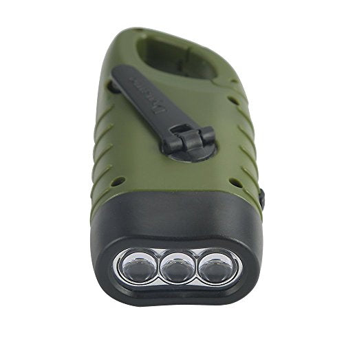 Simpeak 2-Pack Hand Crank Solar Powered Flashlight, Emergency Rechargeable LED Survival Flashlight, Quick Snap Carbiner Dy...