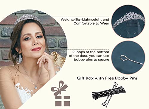 FASNAHOK Silver CZ Wedding Tiaras for Brides Floral Princess Crowns for Women Cubic Zirconia Bridal Headband Girls Sweet 1...