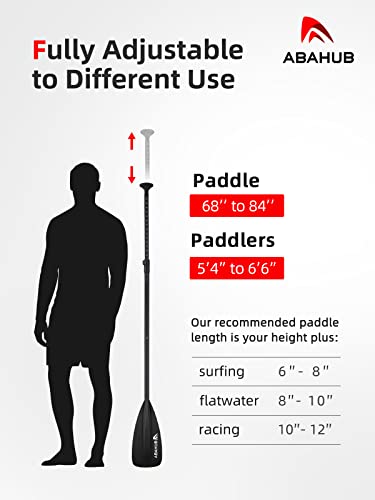 Abahub SUP Paddle - 3 Piece Adjustable Paddles - Lightweight Stand-up Paddle Oars for Paddleboard, Adjustable Aluminum All...