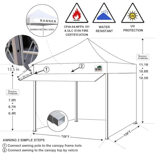 Eurmax USA 10 x 10 Pop up Canopy Commercial Tent Outdoor Party Canopies with 4 Removable Zippered Sidewalls and Roller Bag...