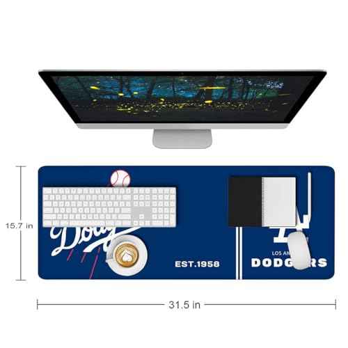 Baseball Mouse Pad Extended Large Gaming Desk Pad 31.5 x 11.8 Inch, XL Mousepad Topographic Mouse Pad with Anti-Slip Rubber Base for Los Angeles Home Office