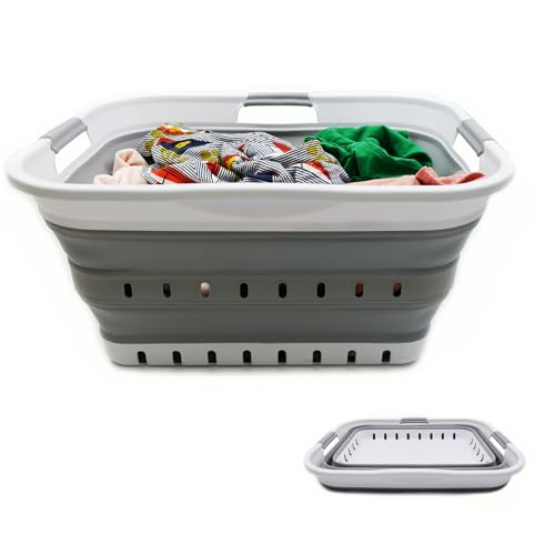 SAMMART 42L (11 gallon) Collapsible Plastic Laundry Basket - Foldable Pop Up Storage Container/Organizer - Space Saving Ha...