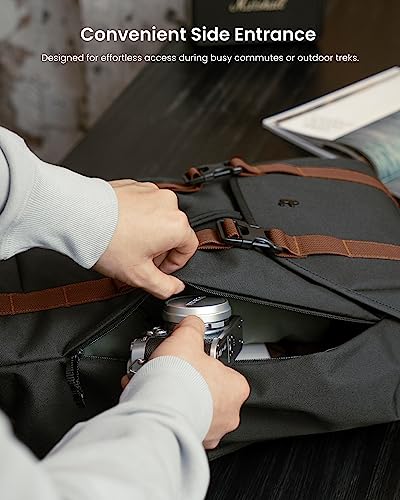 tomtoc Flap Laptop Backpack, Lightweight, Water-Resistant Casual Daypack, Durable Work-pack, Vintage Classic Rucksack for ...
