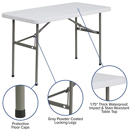 Flash Furniture Elon 4' Rectangular All-Occasion Plastic Folding Event Table, Folding Banquet Table for Indoor/Outdoor Eve...