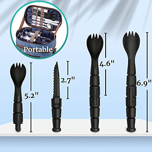 Tactical Spork, Tactical Spork Spoon Combo, 3 in 1 Tactical Camping Utensils, Camping Gear & Backpacking Gear, 1 Pack, Black