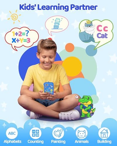 KOKODI Kids Smart Phone, Touchscreen HD Dual Camera Cell Phone for Kids, Christmas Birthday Gifts Dinosaur Toddler Play Phone for Boys 3-10, Travel Toy Preschool Learning Education Toy