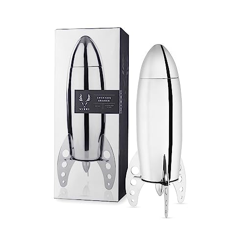 Viski Rocket Cocktail Shaker with Strainer Bar Set for Cold Brew Cocktails, Margarita, Espresso Martini, Stainless Steel M...