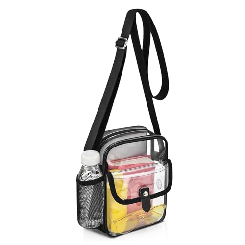 SPODEARS Clear Crossbody Bag for Stadium Events & Concerts - Adjustable Shoulder Strap Purse with 1 Bottle Holder