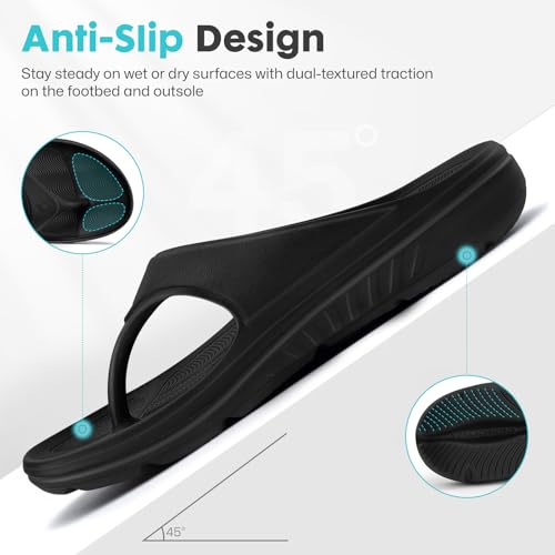 Walkhero Flip Flops for Men - Sandals Men with Arch Support, Non-Slip Sole, Durable, Cushioned Beach Sandals for Indoor & ...