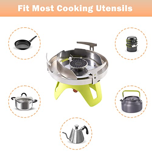 Hotdevil Bottletop Propane Camping Stove Portable 1-Burner Adjustable Stove with Wind Baffles Pressure Regulator equivalen...