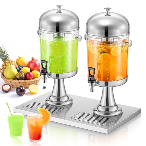 Drink Dispensers for Parties, 4.4 Gallon Beverage Dispenser with Stand & Ice Core, Stainless Steel Beverage Dispenser, Com...