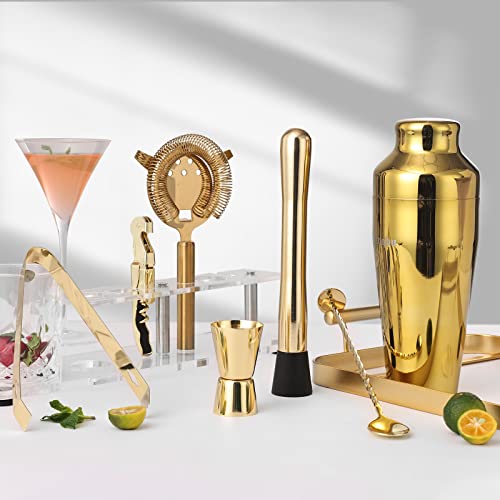 Btuqbu Cocktail Shaker Set with Arcylic Stand, Mixology Bartender Kit for Drink Mixing | Mixology Set with 7 Bar Set Tools...