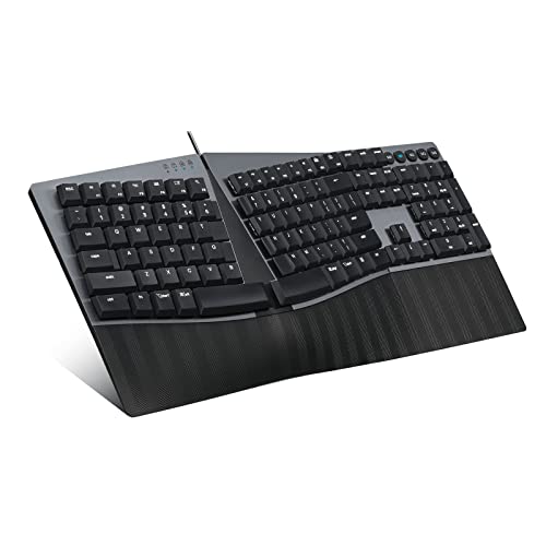 Perixx PERIBOARD-535BR Wired Ergonomic Mechanical Split Keyboard - Low-Profile Brown Tactile Switches - Programmable Featu...