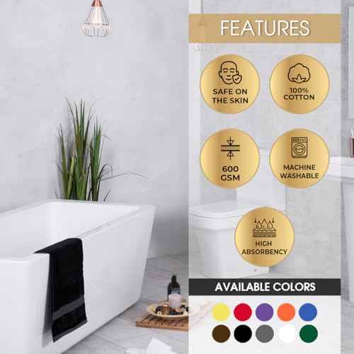 Ample Decor Washcloths Pack of 5 12 X 12 Inch, 600 GSM 100% Cotton Soft Absorbent, Premium Quality Durable Machine Washable, Ideal for Bathroom, Pool, Hotel, Spa ? Green