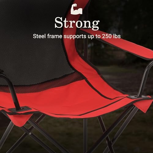 Coleman Broadband Mesh Quad Camping Chair with Carry Bag & Cup Holder, Cooling Mesh Back with Adjustable Arms, Great for C...