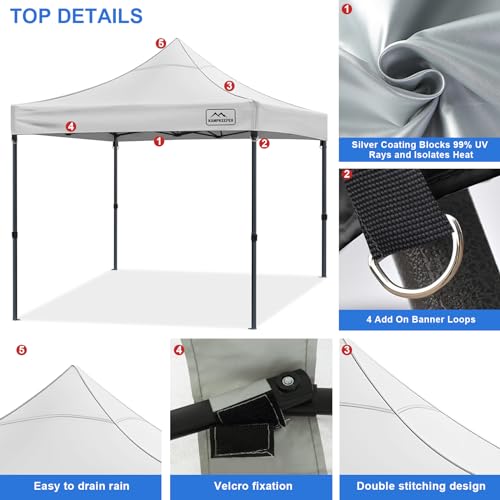KAMPKEEPER Canopy Replacement Top Cover Roof for 10x10 Peak Pole Straight Leg Canopy Tent,PU-Coated 500D Polyester UV Wate...