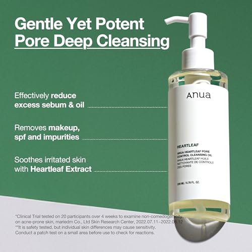 Anua Heartleaf Pore Control Cleansing Oil, Oil Cleanser for Face, Makeup Blackhead Remover, Korean Skin Care 6.76 fl oz(20...