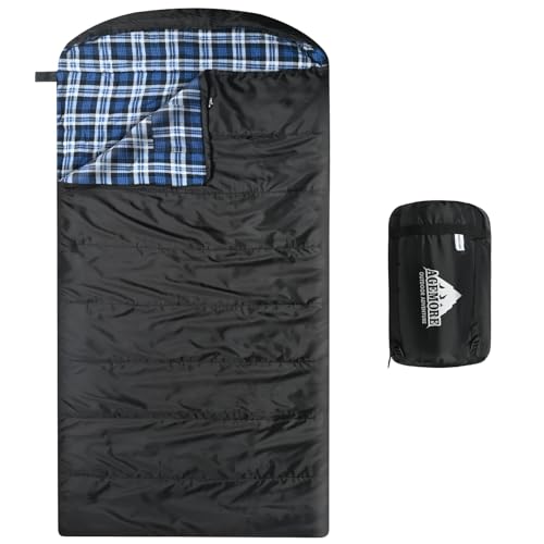 AGEMORE Cotton Flannel Sleeping Bag for Adults, Lightweight XXL Cotton Sleeping Bag for Camping Backpacking or Hiking, Wat...