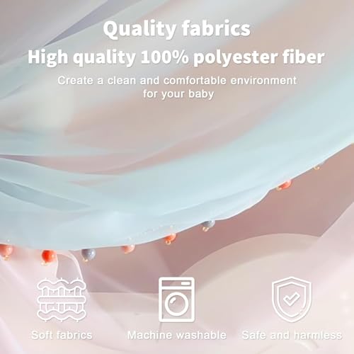 LIANGQIANJIN Bed Canopy for Girls, Princess Bed Canopy with Lights & Elegant Metal Crown, Enhances The Charm of Your Chil...
