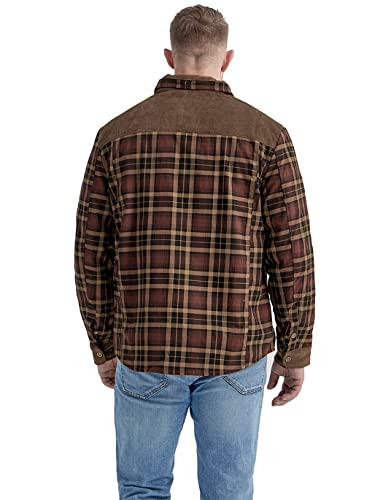 Haellun Men's Long Sleeve Sherpa Lined Shirt Jacket Flannel Plaid Fleece Coats