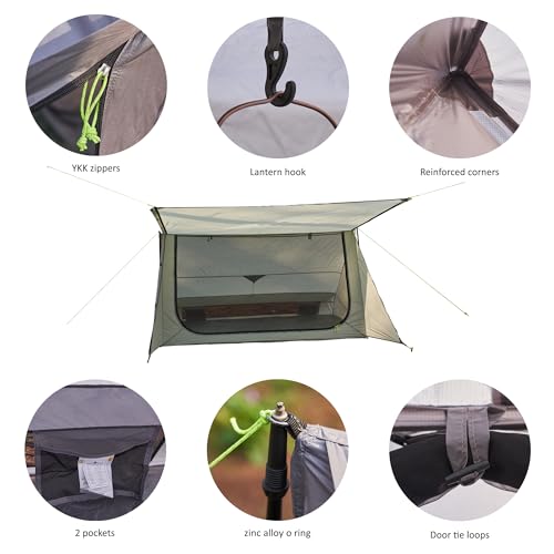 Nature Link Sirius Two Ultralight Backpacking Tent, 2 Person Trekking Pole, Waterproof, Compact, Single Wall, Bushcraft Sh...