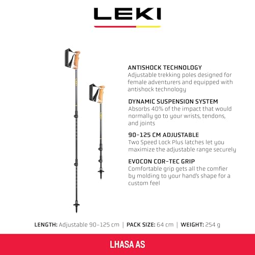 LEKI Lhasa AS Aluminum Adjustable Lightweight Walking Poles for Trekking & Hiking