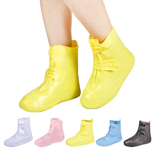 Dream Apparel Waterproof Rain Shoe Covers for Women Men, Non-Slip Reusable Foldable Boot Covers Rainproof Overshoes Over S...