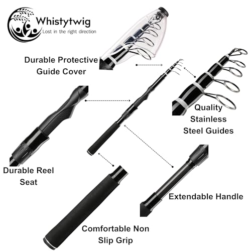 Whistytwig Compact Telescopic Fishing Rod - Versatile Retractable Pole for Fresh & Saltwater, Portable Fishing Rod, Ideal ...