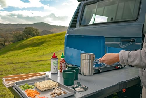 Stanley Wildfare Go 4-Piece Stainless Steel Two Cup Cook Set | 32 oz Pot and Lid with Fold & Lock Handle | 2 Stacking Cups...