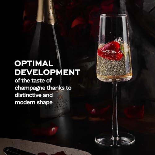 Stölzle Lausitz Champagne Glasses Power 4-Piece Set 8 oz – Elegant Flutes Ideal for Prosecco & Sparkling Wine – Crystal Ch...