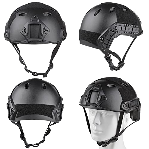 VPZENAR Airsoft Helmet and Mask, Full Face Mask with Detachable Goggles, Paintball Black Helmet with NVG Mount and Side Ra...