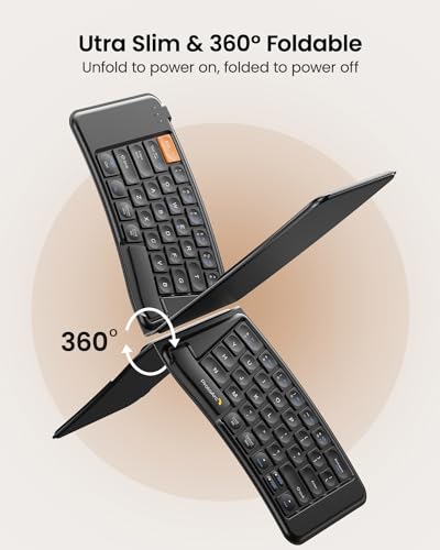 ProtoArc Ergonomic Foldable Keyboard Mouse, XKM03 Portable Folding Bluetooth Keyboard Mouse Combo for Business and Travel,...